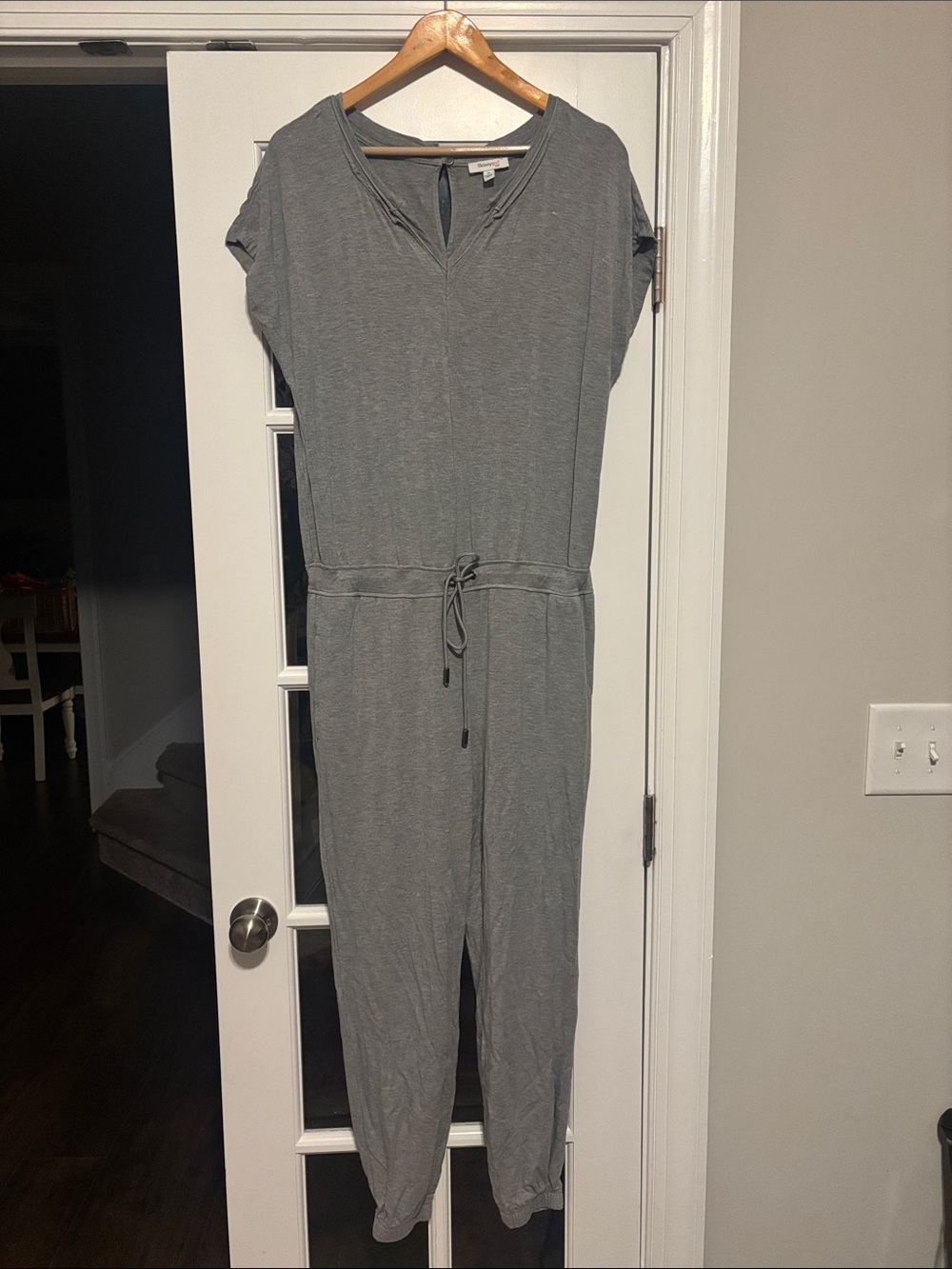 ☀️Skinnygirl Gray Drawstring Casual Jumpsuit
